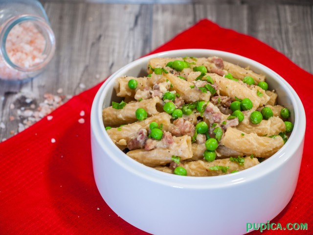 Pasta with Potatoes, Peas and Pancetta