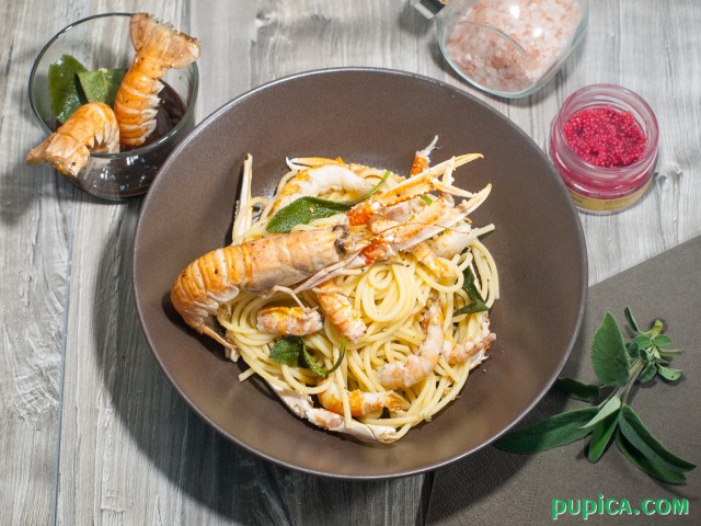 Pasta with langoustine,butter and sage